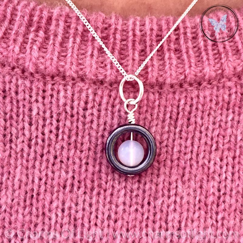 Hematite Gemstone Fidget Necklace (Opalite)